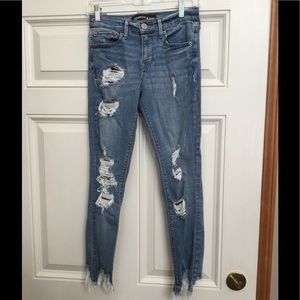 Express Ankle Legging Ripped Blue Jeans
